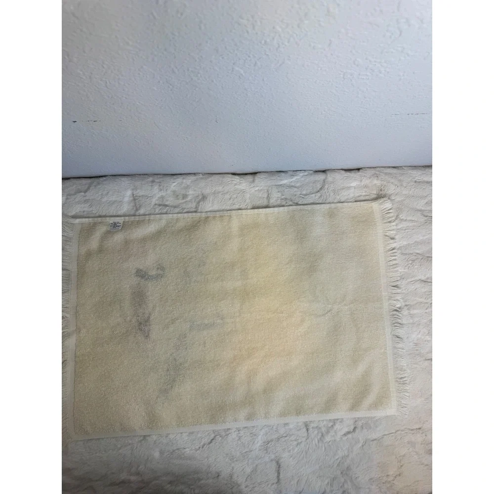 Vintage Stevens Canadian Geese Nature Hand Towel Fringe Cream Made in USA Cabin